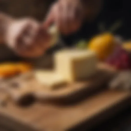 Artisan lactose-free cheese on a wooden board