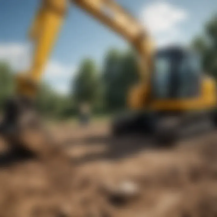 Close-up of small excavator features and controls