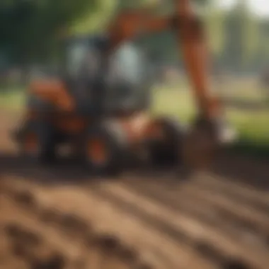 A farmer utilizing a small excavator for land preparation