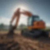 A small excavator working in a field