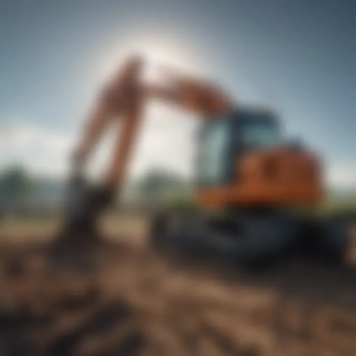 A small excavator working in a field