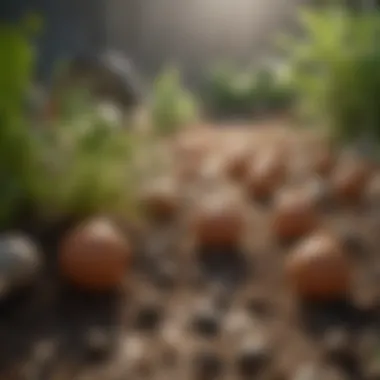 Clay pebbles in an aquaponics system with thriving plants