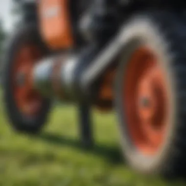 Close-up of a disc mower's cutting mechanism