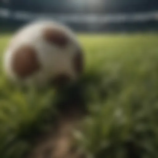 Close-up view of diverse grass types on a football field
