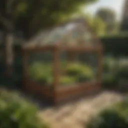 A beautifully constructed wooden cold frame in a garden setting