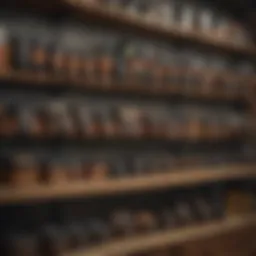 A variety of tool belts displayed on a shelf at Tractor Supply