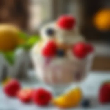 Fruit Ice Cream Delight Luxurious bowl of creamy fruit ice cream with fresh berries on top