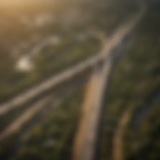 Aerial view of transportation routes connecting MSP and Monrovia