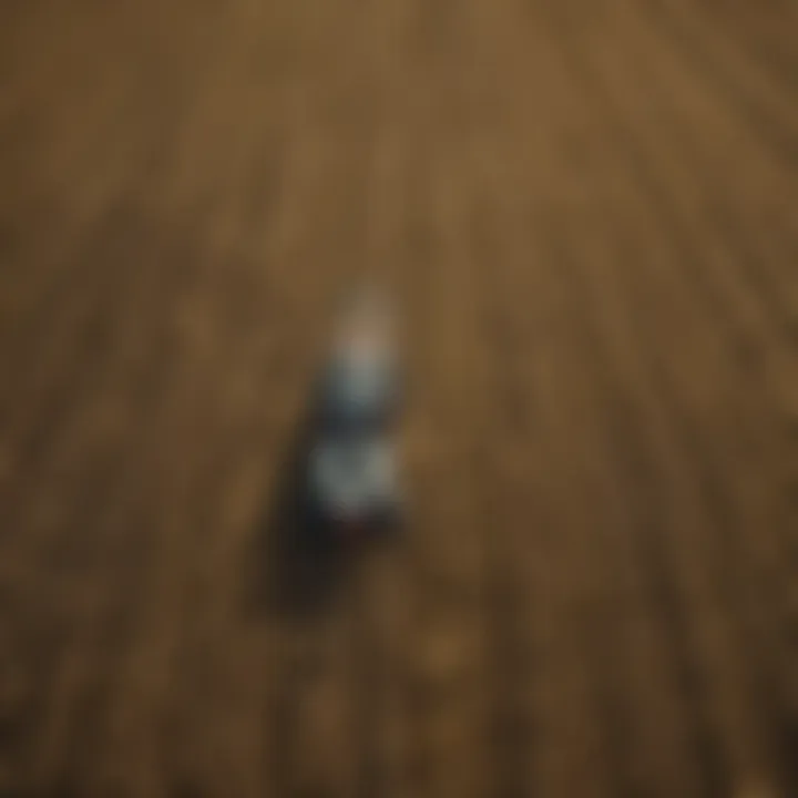 Aerial view of diverse agricultural fields showcasing modern farming techniques