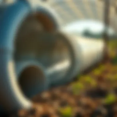 Agricultural Applications of PVC Duct Illustration demonstrating the various agricultural applications of PVC duct pipe in a farm setting.