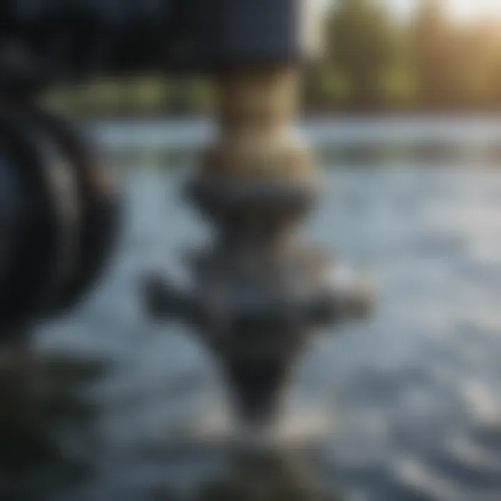 Close-up of an aerator mechanism at work in water