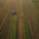 Aerial view of diverse agricultural fields showcasing various crops