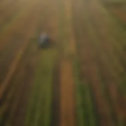 Aerial view of diverse agricultural fields showcasing various crops