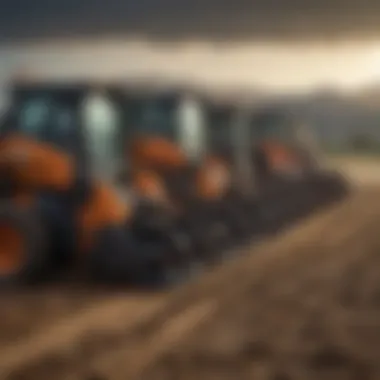 Different types of augers for skid steers displayed