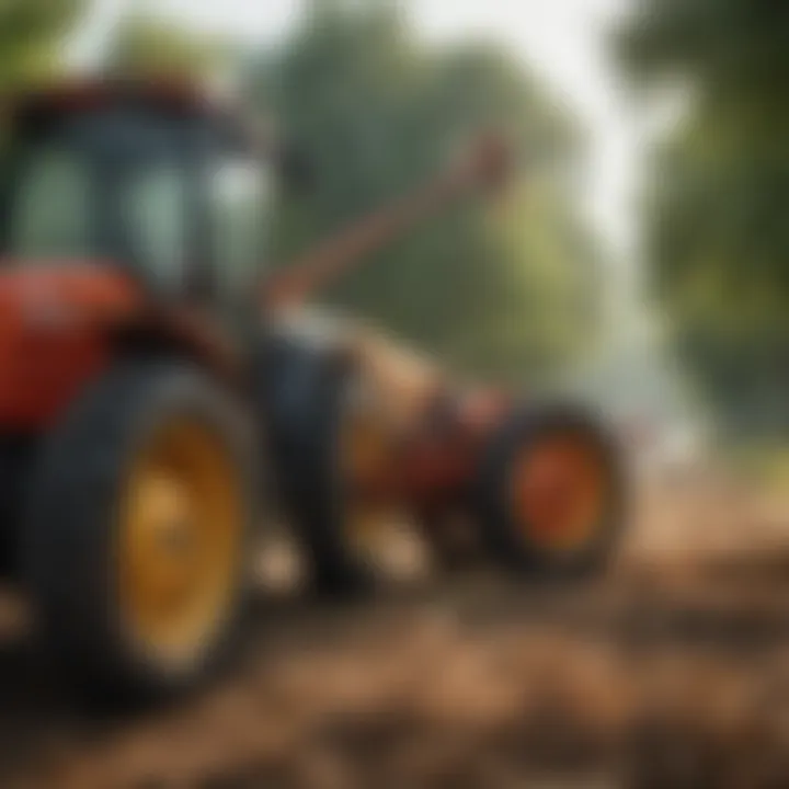 A farmer using a bale spear on a tractor