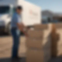 Professional movers handling packed boxes