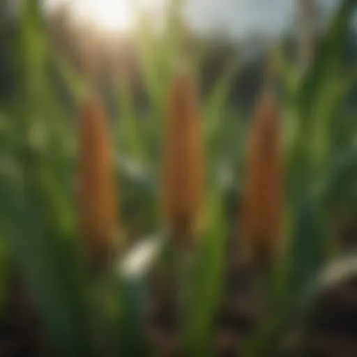 Detailed view of corn plant growth stages