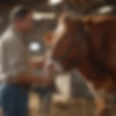 Selecting the Right Cow Halter A farmer selecting a halter for a specific breed of cow