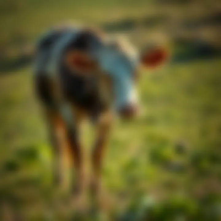 Healthy Cow Grazing A healthy cow grazing in a lush pasture