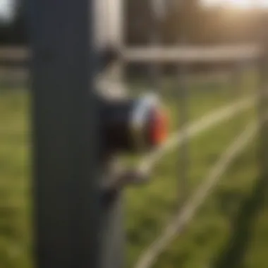 Close-up of electric fence cut off switch components