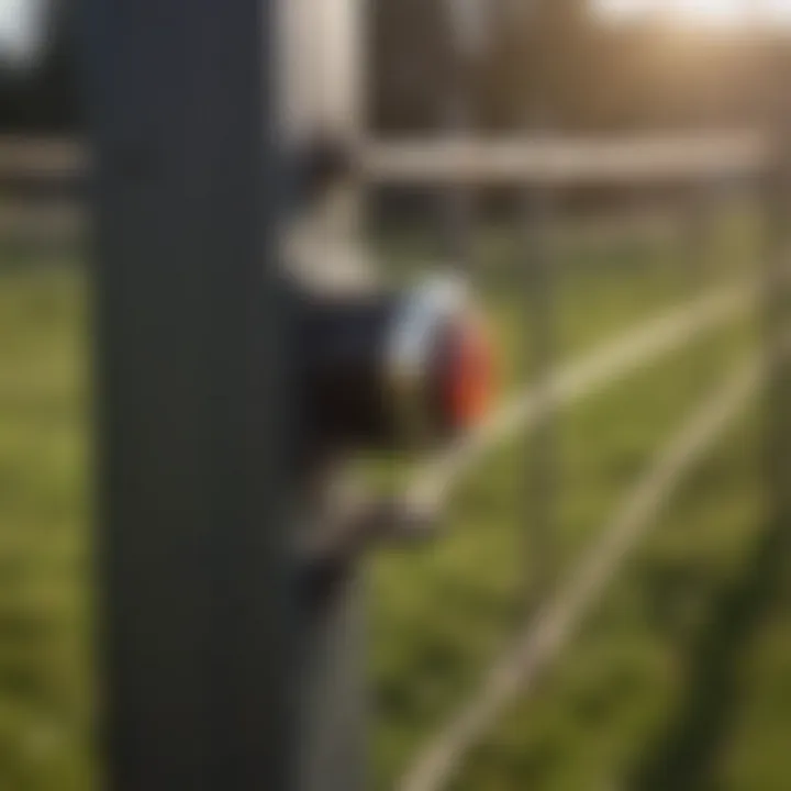 Close-up of electric fence cut off switch components