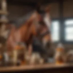 Diverse equine care products on display