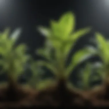 Plant Growth Stages and Lumens Requirements Illustration of a plant's growth stages with corresponding lumens requirements