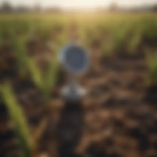 Hobo temperature sensor in a crop field