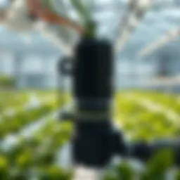 A detailed illustration of a hydroponic nutrient delivery system showcasing various components.