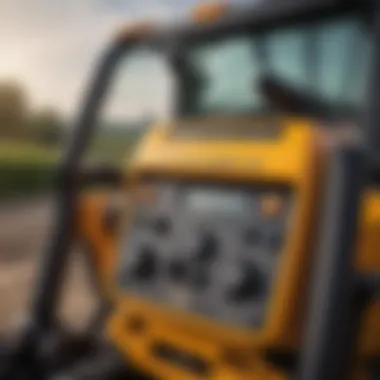 Close-up of JCB mini telehandler controls and specifications