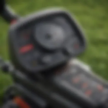 Close-up of Meijer lawn mower controls and dashboard