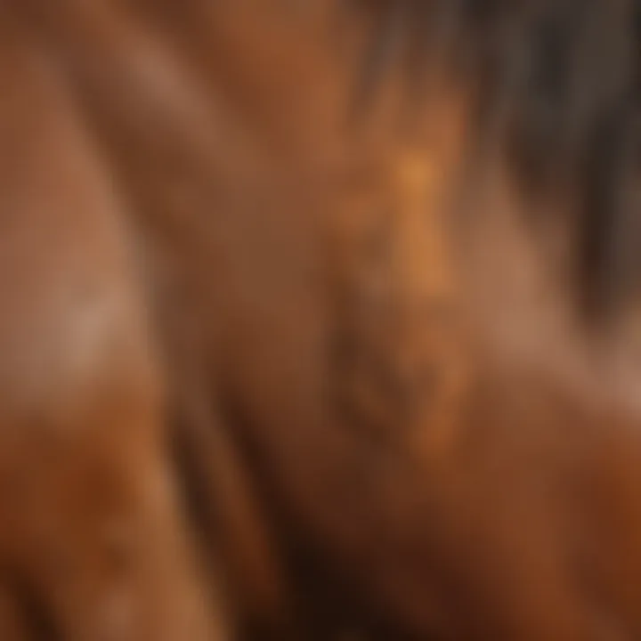 Close-up of horse skin showing signs of muck itch, highlighting dermatitis.