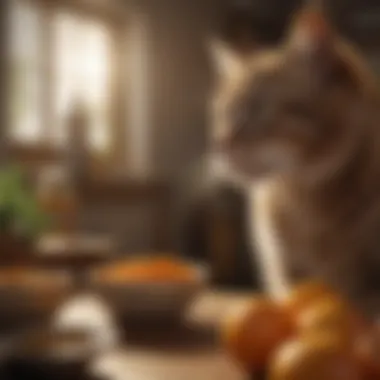 Cat owner selecting calming food