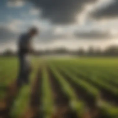 An agronomist conducting a field study on the application of pre-emergent herbicides.