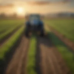 Illustration of pre-emergent herbicide application in a field