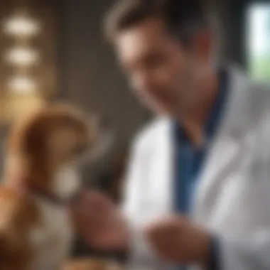 Veterinarian consulting with a pet owner regarding diet