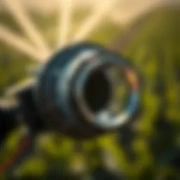 Close-up of a sprinkler line filter showcasing its intricate design and functionality