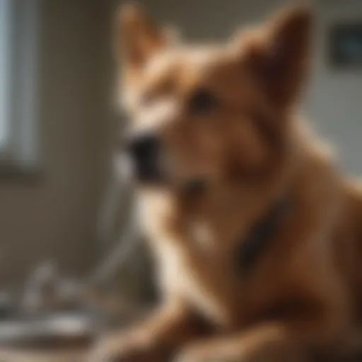 A veterinarian examining a dog with a stethoscope