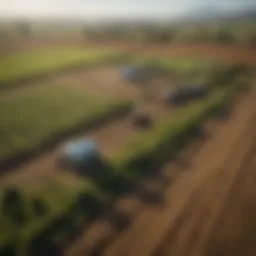 A diverse farm landscape showcasing sustainable agricultural practices.