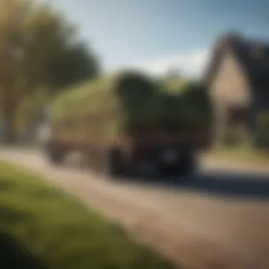 Efficient Delivery of Sod Rolls Delivery truck transporting sod rolls to a residential area