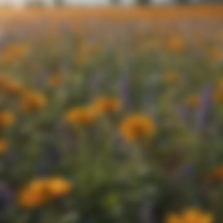 Vibrant wildflower field attracting pollinators