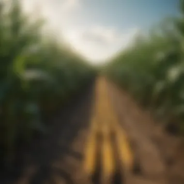 Corn field under a bright sky