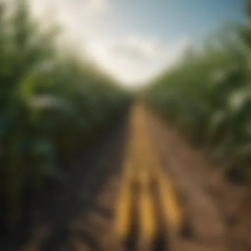 Corn field under a bright sky