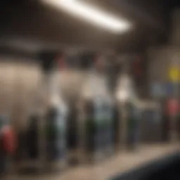Bottles of air duct cleaning spray on a shelf
