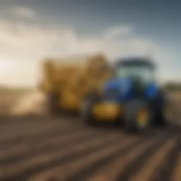 Komatsu agricultural equipment in action in a field