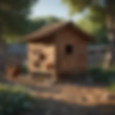 Rugged Wooden Chicken Coop A robust wooden chicken coop in a ranch setting