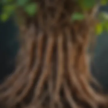 Close-up view of vibrant tuber plant roots