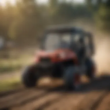 Powerful UTV bucket loader in action on a farm