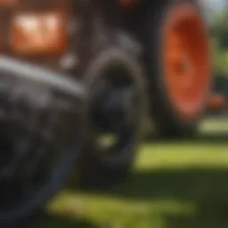 Detailed view of a zero turn rear discharge mower showcasing its cutting mechanism.