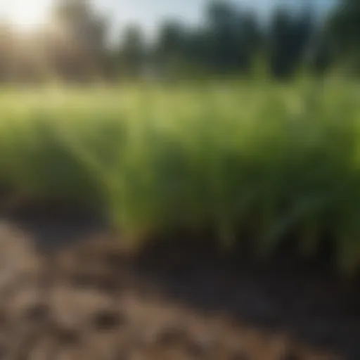 Close-up of rich, organic manure spread on lush grass.
